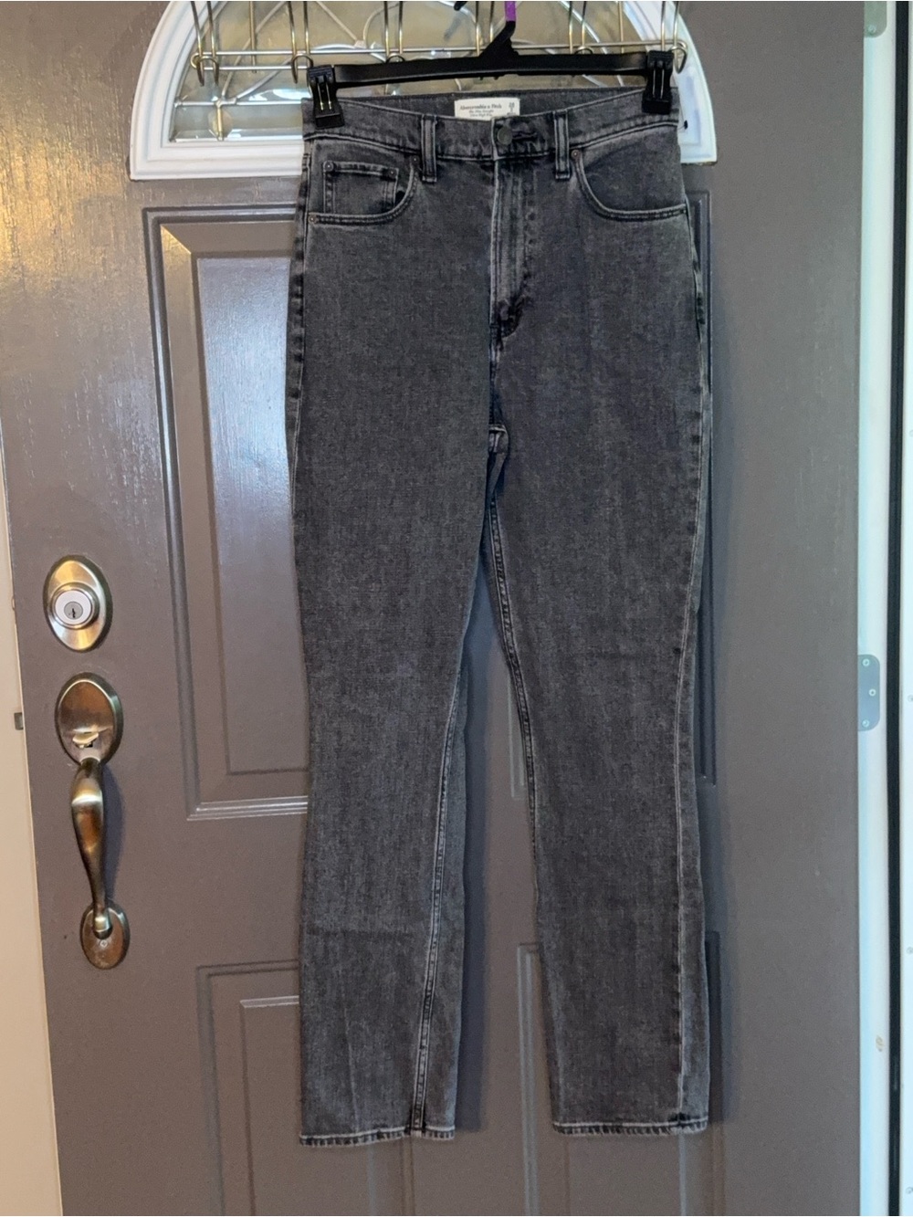 Abercrombie & Fitch Men's Charcoal Gray Slim Straight Jeans